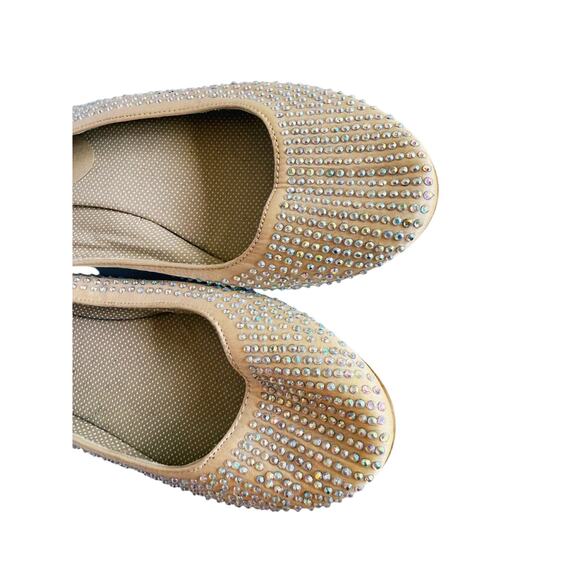 Madden Girl Rhinestone Ballet Flats Slip On Beige Diamond 8.5 M Balletcore Glam - Picture 6 of 8